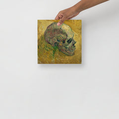 A Skull 1887 by Vincent Van Gogh poster on a plain backdrop in size 10x10”.