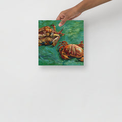 A Two Crabs By Vincent Van Gogh poster on a plain backdrop in size 10x10”.