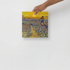 The Sower by Vincent Van Gogh poster on a plain backdrop in size10x10”.