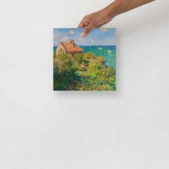 A Fisherman's Cottage at Varengeville by Claude Monet poster on a plain backdrop in size 10x10”.