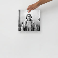 A Sitting Bull Portrait poster on a plain backdrop in size 10x10”.