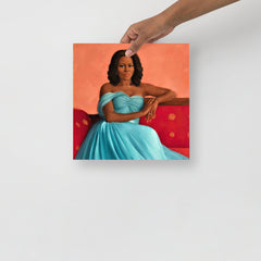 A Michelle Obama poster on a plain backdrop in size 12x12".