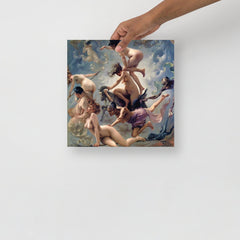 A Witches Going to Their Sabbath by Luis Ricardo Falero poster on a plain backdrop in size 12x12”.
