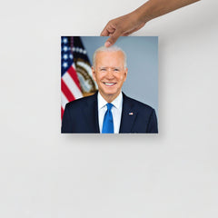 A Joe Biden Official Portrait poster on a plain backdrop in size 12x12”.