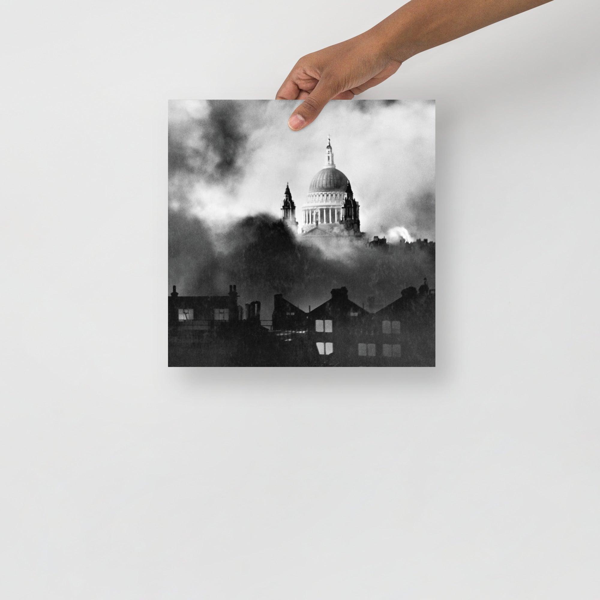 A St Paul's Survives poster on a plain backdrop in size 12x12”.