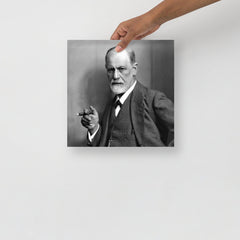 A Sigmund Freud Portrait poster on a plain backdrop in size 12x12”.