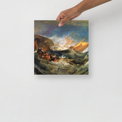 The Shipwreck by J. M. W. Turner poster on a plain backdrop in size 12x12”.
