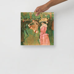 An At the Moulin Rouge: The Dance by Henri Toulouse-Lautrec poster on a plain backdrop in size 12x12”.