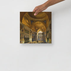A Hagia Sophia (Aya Sofia) Church by Gaspare Fossati poster on a plain backdrop in size 12x12”.