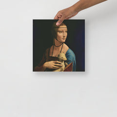 The Lady with the Ermine by Leonardo Da Vinci poster on a plain backdrop in size 12x12”.
