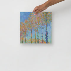 A Poplars on the Bank of the Epte River by Claude Monet poster on a plain backdrop in size 12x12”.