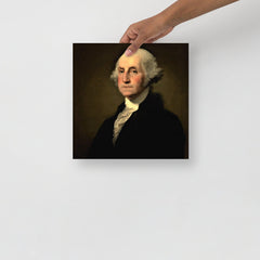 A George Washington by Gilbert Stuart poster on a plain backdrop in size 12x12”.