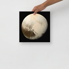 A Pluto poster on a plain backdrop in size 12x12”.