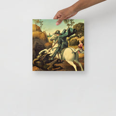 A Saint George And The Dragon by Raphael poster on a plain backdrop in size 12x12”.