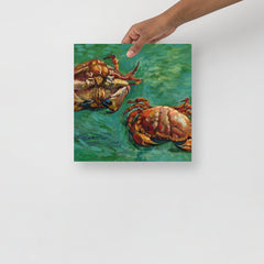 A Two Crabs By Vincent Van Gogh poster on a plain backdrop in size 12x12”.