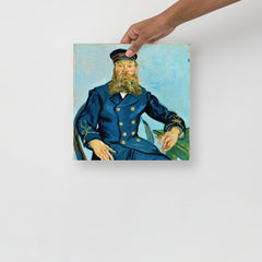 A Postman Joseph Roulin by Vincent van Gogh poster on a plain backdrop in size 12x12”.