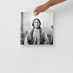 A Sitting Bull Portrait poster on a plain backdrop in size 12x12”.