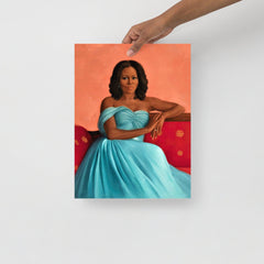 A Michelle Obama poster on a plain backdrop in size 12x16".