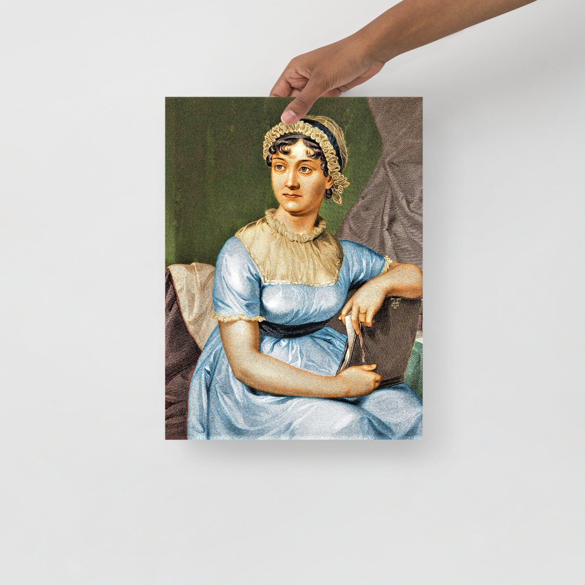 A Jane Austen poster on a plain backdrop in size 12x16”.