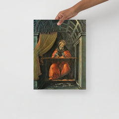 A St. Augustine in his Cell by Sandro Botticelli poster on a plain backdrop in size 12x16”.