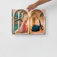 The Annunciation by Beato Angelico poster on a plain backdrop in size 12x16”.