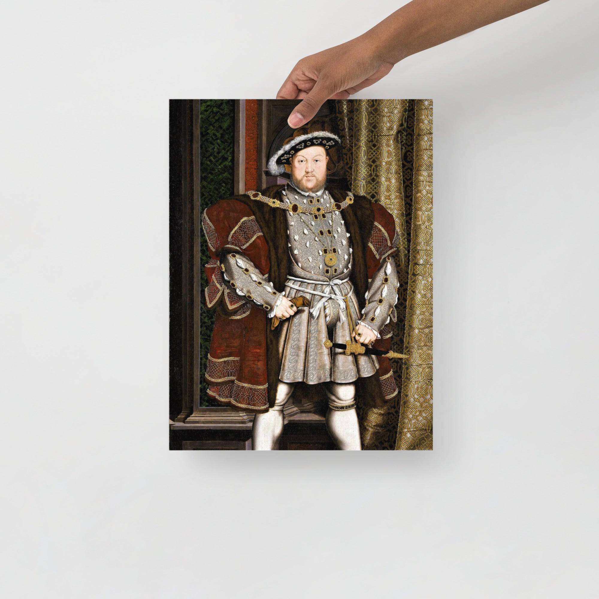 A Henry VIII Of England poster on a plain backdrop in size 12x16”.