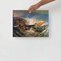 The Shipwreck by J. M. W. Turner poster on a plain backdrop in size 12x16”.