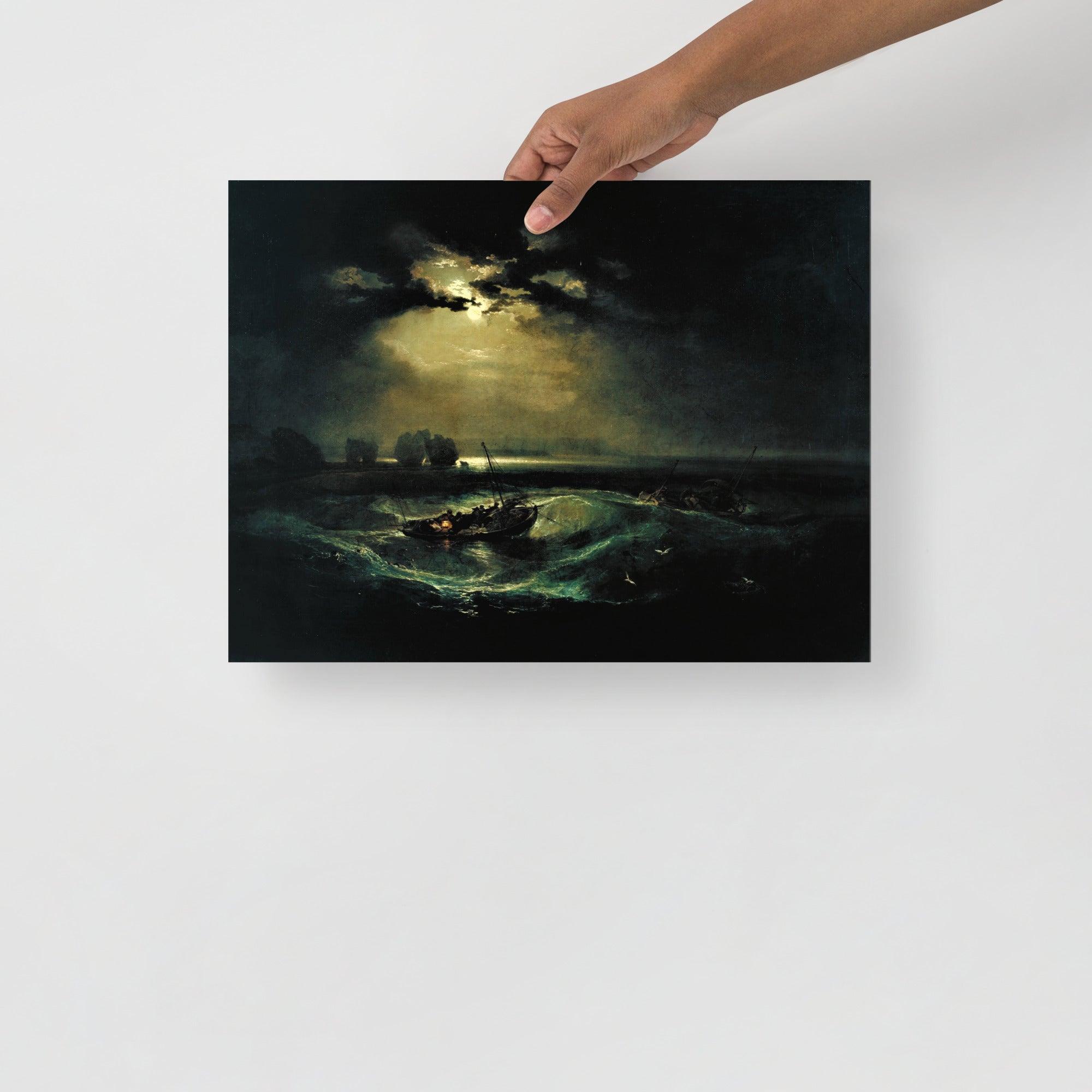 A Fishermen at Sea by William Turner poster on a plain backdrop in size 12x16”.