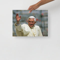 A Pope Benedict XVI poster on a plain backdrop in size 12x16”.