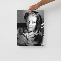 A Hannah Arendt poster on a plain backdrop in size 12x16”.