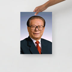 A Jiang Zemin Official Portrait poster on a plain backdrop in size 12x16”.