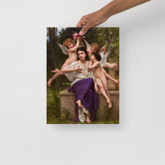 A Dream Of Spring by William Adolphe Bouguereau poster on a plain backdrop in size 12x16”.