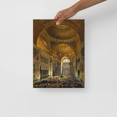 A Hagia Sophia (Aya Sofia) Church by Gaspare Fossati poster on a plain backdrop in size 12x16”.