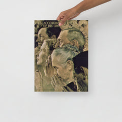 A Freedom of Worship by Norman Rockwell  poster on a plain backdrop in size 12x16”.