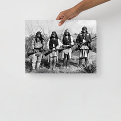 A Geronimo and His Warriors poster on a plain backdrop in size 12x16”.