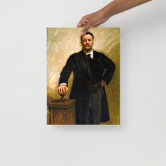 A Theodore Roosevelt by John Singer Sargent poster on a plain backdrop in size 12x16”.
