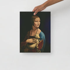 The Lady with the Ermine by Leonardo Da Vinci poster on a plain backdrop in size 12x16”.