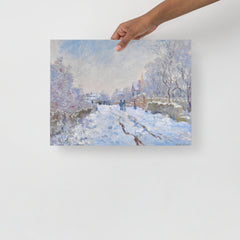 A Snow at Argenteuil by Claude Monet poster on a plain backdrop in size 12x16”.