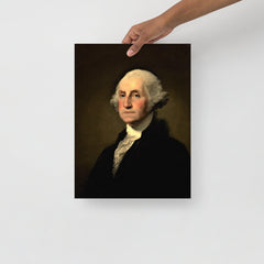A George Washington by Gilbert Stuart poster on a plain backdrop in size 12x16”.