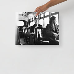 A Rosa Parks Riding a Bus poster on a plain backdrop in size 12x16”.