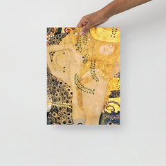 A Water Serpents I by Gustav Klimt poster on a plain backdrop in size 12x16”.