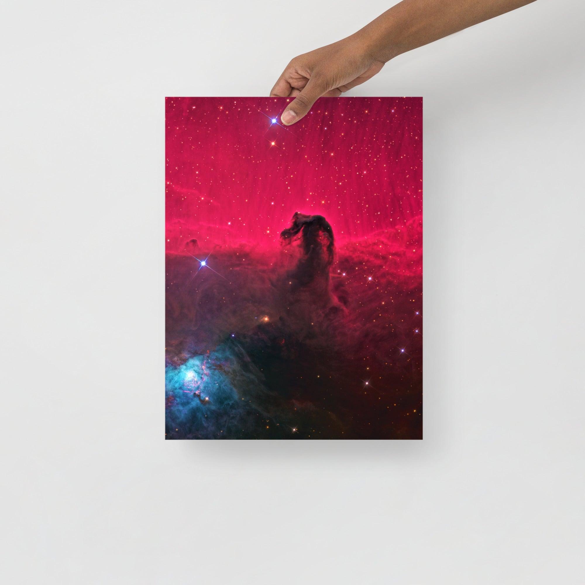 A Horsehead Nebula poster on a plain backdrop in size 12x16”.