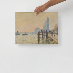 The Thames Below Water by Claude Monet poster on a plain backdrop in size 12x16”.