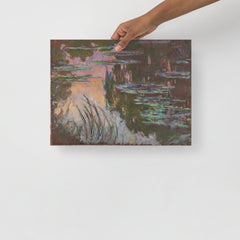 A Water Lilies by Claude Monet poster on a plain backdrop in size 12x16”.