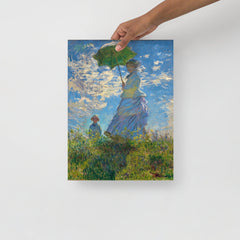 A Madame Monet and Her Son by Claude Monet poster on a plain backdrop in size 12x16”.