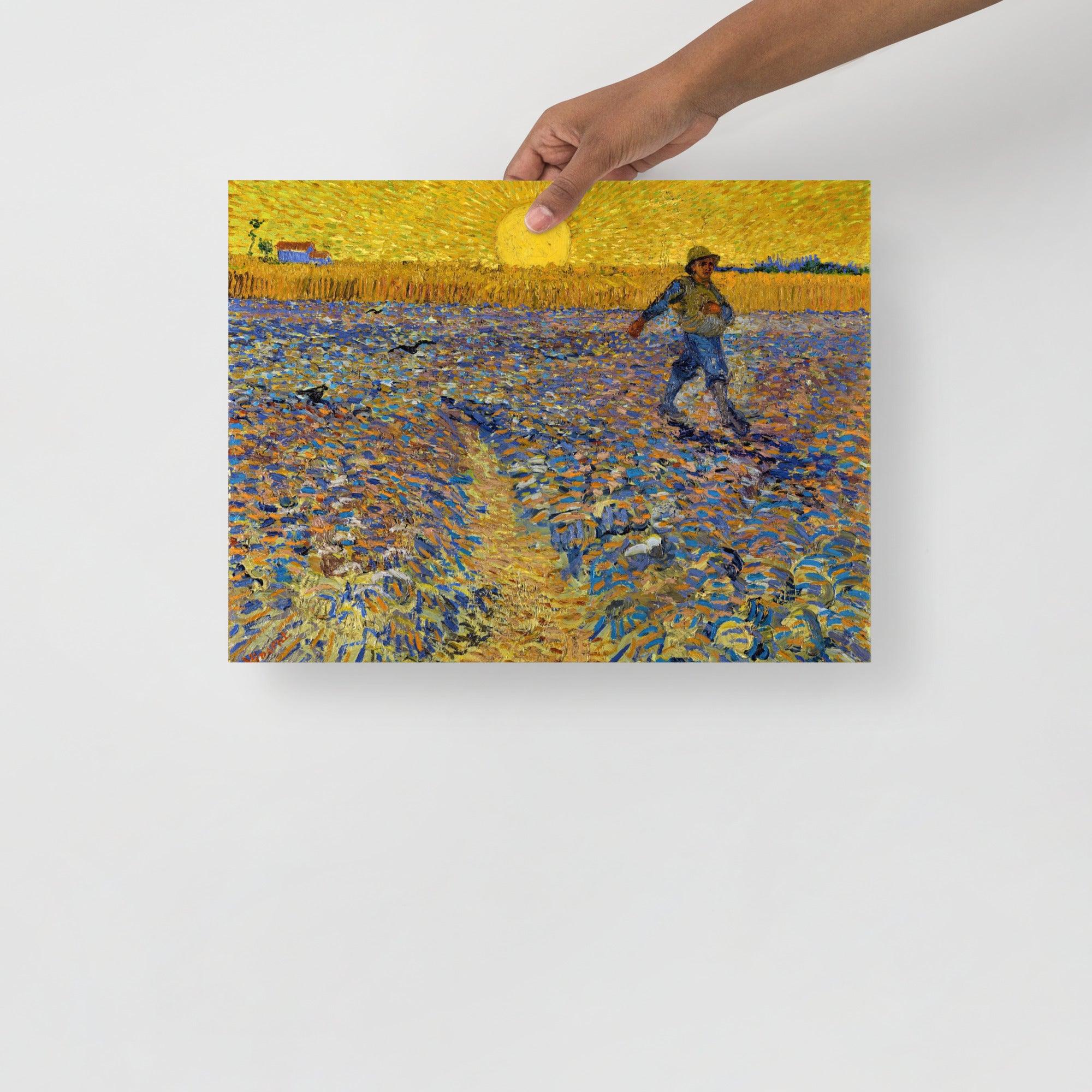 The Sower by Vincent Van Gogh poster on a plain backdrop in size12x16”.