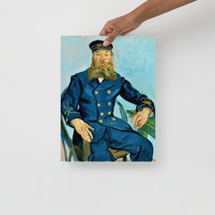 A Postman Joseph Roulin by Vincent van Gogh poster on a plain backdrop in size 12x16”.