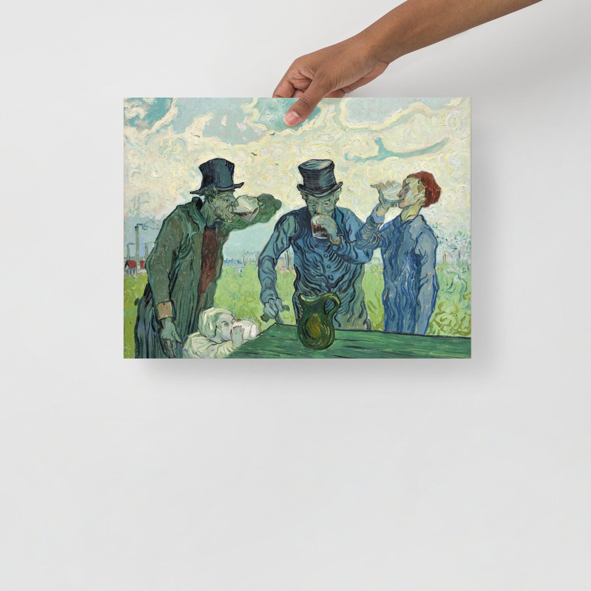 The Drinkers by Vincent Van Gogh poster on a plain backdrop in size 12x16”.