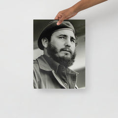 A Fidel Castro poster on a plain backdrop in size 12x16”.