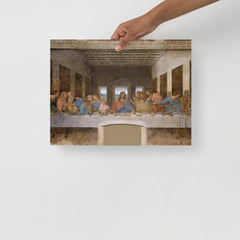 The Last Supper by Leonardo Da Vinci poster on a plain backdrop in size 12x16”.